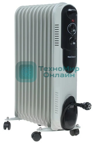 Обогреватель масляный Neoclima NC 9311, белый/черный, 2500 Вт, 25 м2, термостат