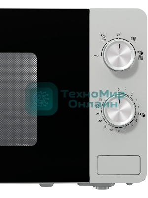Микроволновая печь Gorenje MO20E1S серебристый, 20 л, 800 Вт, переключатели - поворотный механизм