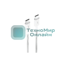 Кабель OLMIO SIMPLE, Type-C - Type-C, 60W 3A, 1.2м, тканевая оплетка, белый