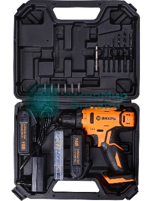 Дрель-шуруповерт Вихрь ДА-16Л-2КА, 16 В, 1,5 Ач, 32 Нм, щеточный