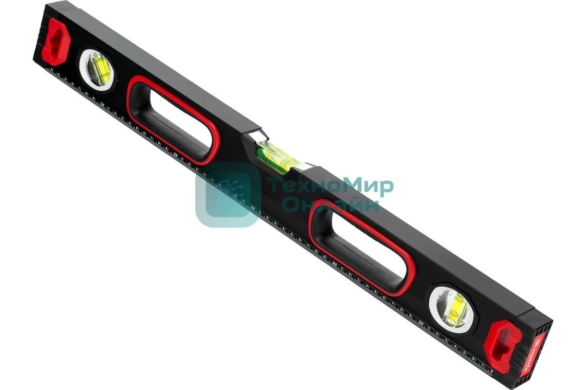 Уровень алюминиевый Matrix, усиленный, фрезерованный, 3 глазка, 2 комп. рукоятки, 600 мм