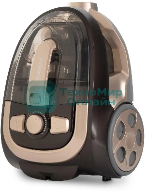 Пылесос Hyundai HYV-C3550 золотистый/темно-коричневый, 380/2220 Вт, уборка сухая, пылесборник контейнер 2,5 л