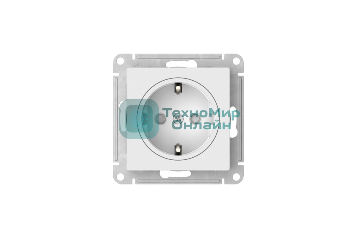 Розетка ATLASDESIGN ART с/з, со шторками, 16А, механизм, быстрозажим. клем., белый