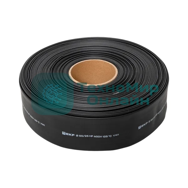 Трубка термоусаживаемая ТУТ нг 50/25 черная рулон EKF PROxima