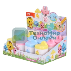 Точилка для карандашей ручная Deli ER01300, 1 отверстие, пластик, ассорти, дисплей