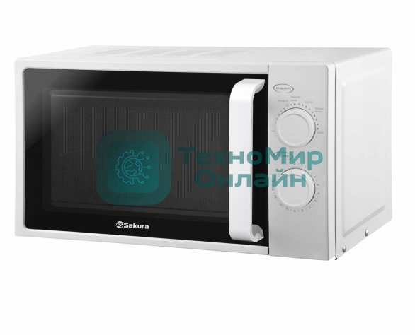 Микроволновая печь Sakura SA-7051W белый, 20 л, 700 Вт, переключатели - поворотный механизм