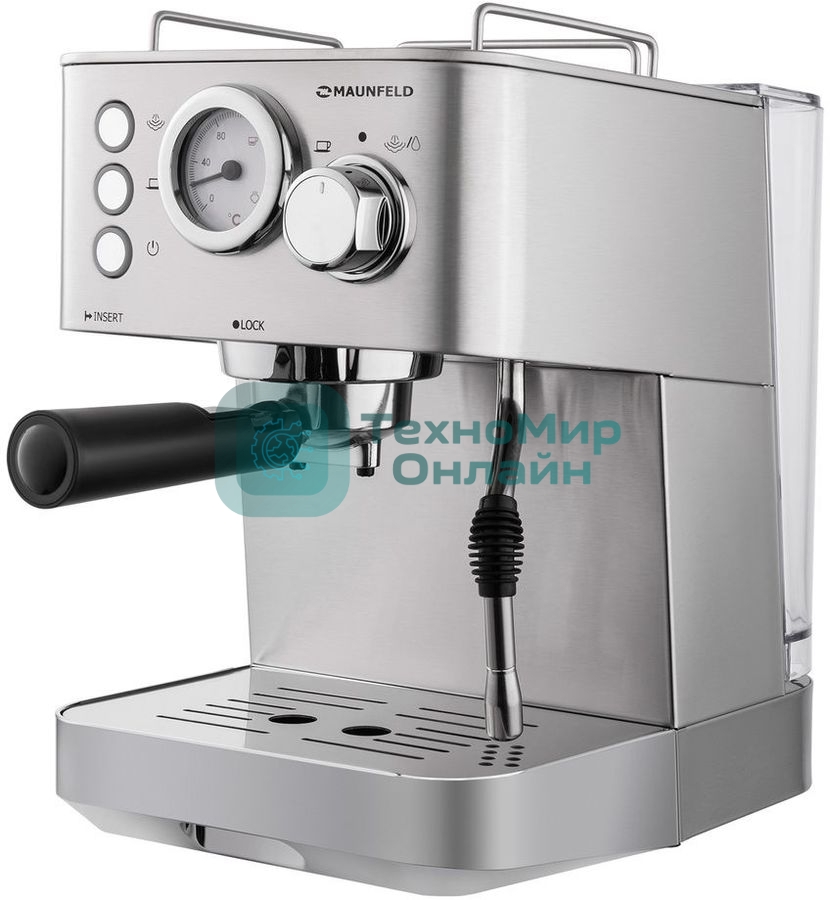 Кофеварка рожковая Maunfeld MF-721S PRO нержавеющая сталь, исп. кофе - молотый/чалды, 1.5 л, 1140 Вт, 15 бар