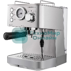 Кофеварка рожковая Maunfeld MF-721S PRO нержавеющая сталь, исп. кофе - молотый/чалды, 1.5 л, 1140 Вт, 15 бар