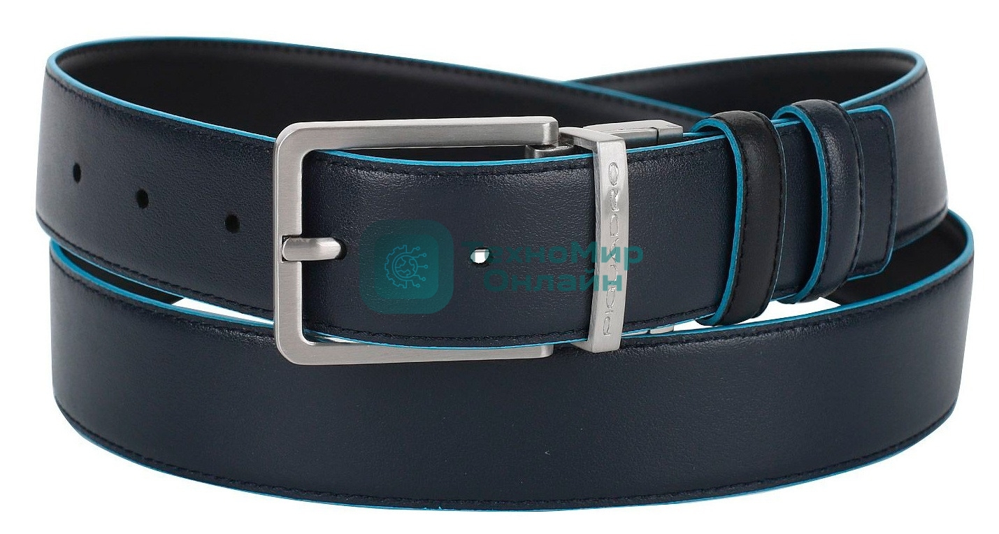 Ремень мужской Piquadro Blue Square CU2619B2/NBLU2, черный/темно-синий, натур.кожа