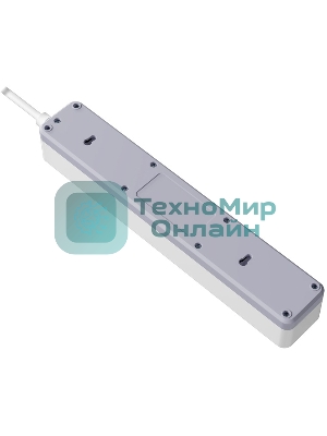 Удлинитель с сетевым фильтром Defender DFS 131, белый, 5 розеток, 1.5 м.