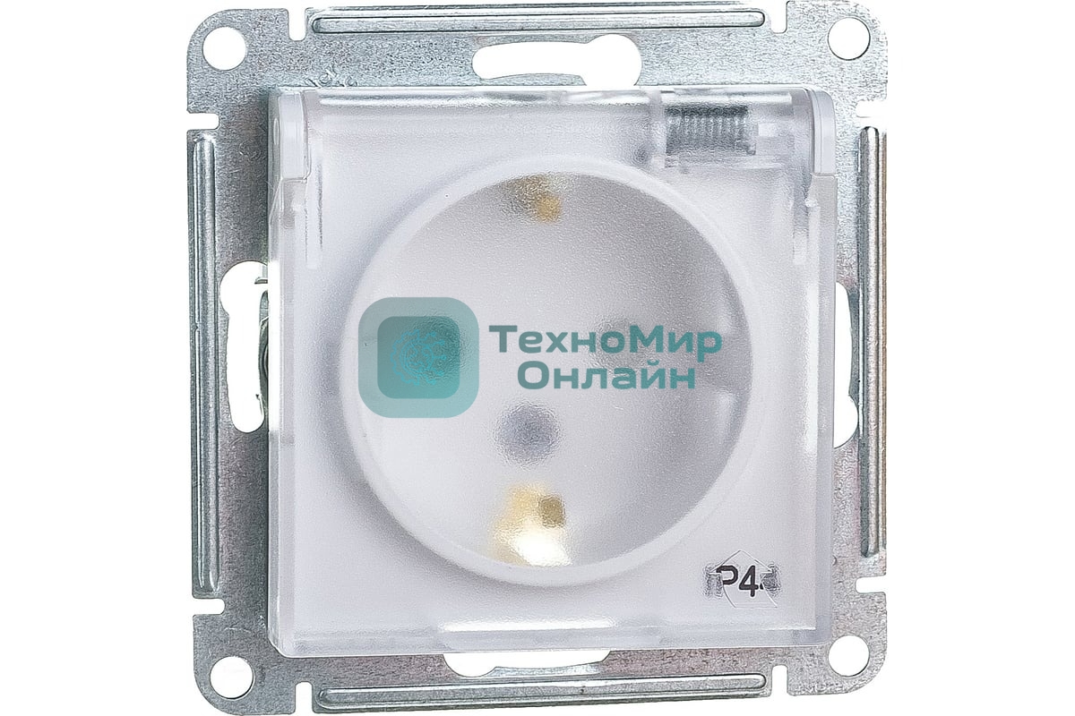 Механизм розетки 1-м СП AtlasDesign AQUA с заземл. защ. шторки с защ. крышкой 16А IP44 белый, SchE ATN440146