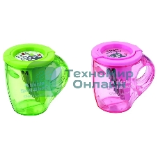 Точилка для карандашей ручная Deli Cup E0551, 2 отверстия, пластик, ассорти, дисплей