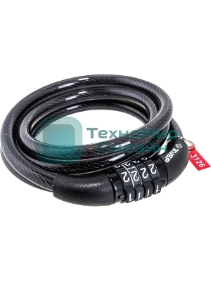 Замок тросовый Зубр Стандарт, кодовый, с неизменяемым кодом, длина троса - 1200мм, d 8мм. 37267-120