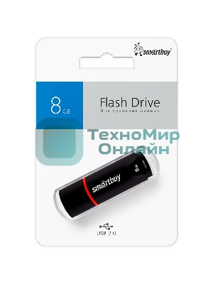 Флешка USB Smartbuy Crown black (SB8GbCRW-K), 8 Gb, USB 2.0, R/W 15/5, черный/красный