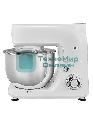 Планетарный миксер BQ MX520 White. Макс. мощность: 1600 Вт, Регулировка скорости: 6 скоростей + импульсный режим