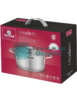 Кастрюля Rondell Modern RDS-1746, 2л, 18см, с крышкой, стальной