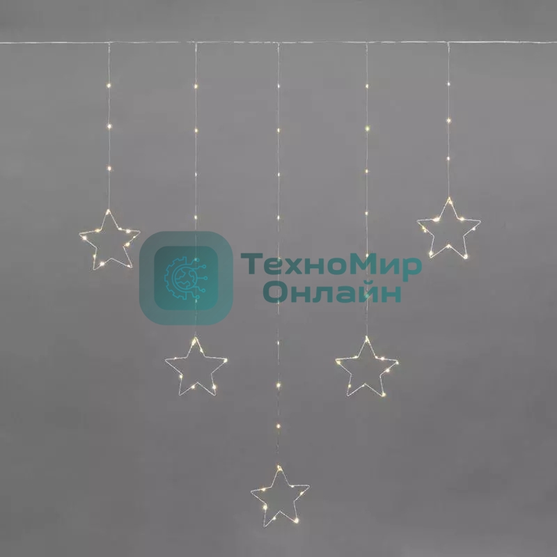 Гирлянда Neon-night светодиодный занавес из росы с фигурами звезд IP20 USB + пульт управления тепл. бел.