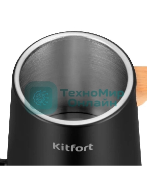 Чайник электрический Kitfort КТ-6726 1л. 1200Вт черный/дерево корпус: нерж.сталь/пластик
