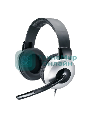 Проводные наушники Genius HS-05A серебристый/черный, полноразмерные, 2 x Jack 3.5 мм, микрофон с шумоподавлением