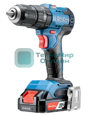 Дрель-шуруповерт DongCheng DCJZ2050i, 20 В, 2 Ач, 50 Нм, бесщеточный, ударный