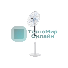 Вентилятор напольный DUX 60-0213 белый/синий 60 Вт, 5 лопастей, подставка круглая, д/у управление