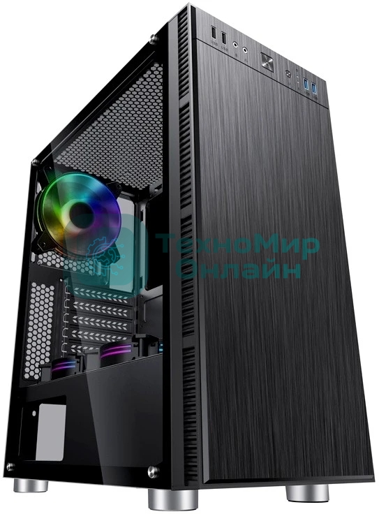 Компьютерный корпус Accord 3407 черный без БП ATX 2xUSB 2.0 2xUSB 3.0 audio bott PSU