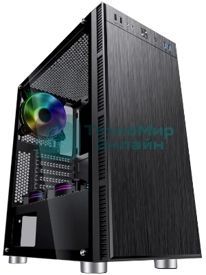 Компьютерный корпус Accord 3407 черный без БП ATX 2xUSB 2.0 2xUSB 3.0 audio bott PSU