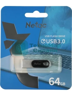 Флешка USB Netac U278 (NT03U278N-128G-32PN), 128Gb, USB 3.0, R/W 110/45, серебристый/черный