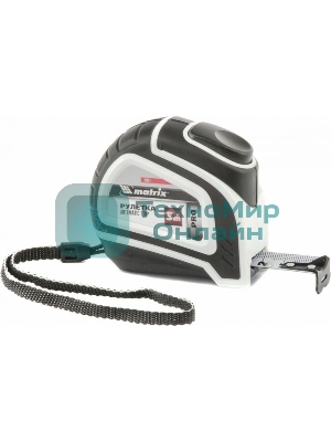 Рулетка Matrix Autostop, 5 м х 19 мм, двухкомпонентный корпус, автоматическая фиксация, PRO