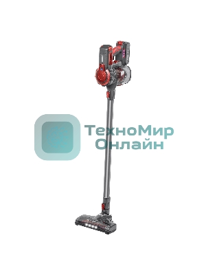 Пылесос вертикальный BBK BV3002 красный/серый, питание от аккумулятора, 150 Вт, уборка сухая, пылесборник 0.8 л, работа от АКБ max 30 мин