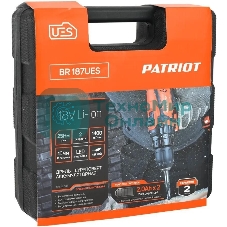 Дрель-шуруповерт Patriot BR 187UES, 18 В, 2 Ач, 25 Нм, щеточный