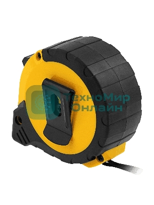 Рулетка Denzel 5м х 19мм, двухкомп. корпус, кнопка-пауза