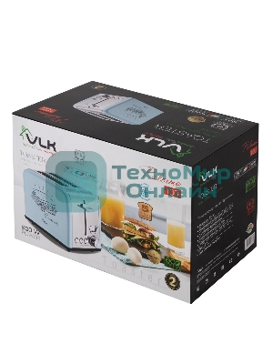 Тостер VLK Palermo 100, мощность 900 Вт, голубой, 5 регулировок поджаривания