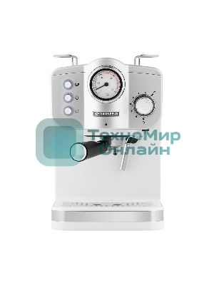 Кофеварка рожковая Maunfeld MF-735WH PRO белый, исп. кофе - молотый, 1.25 л, 1100 Вт, 15 бар