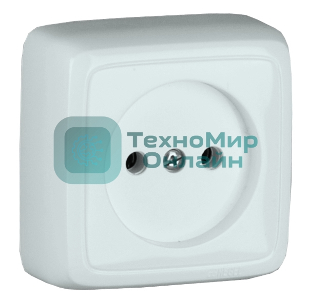 Розетка наружная HEGEL РА16-103 с изоляционной пластиной белая