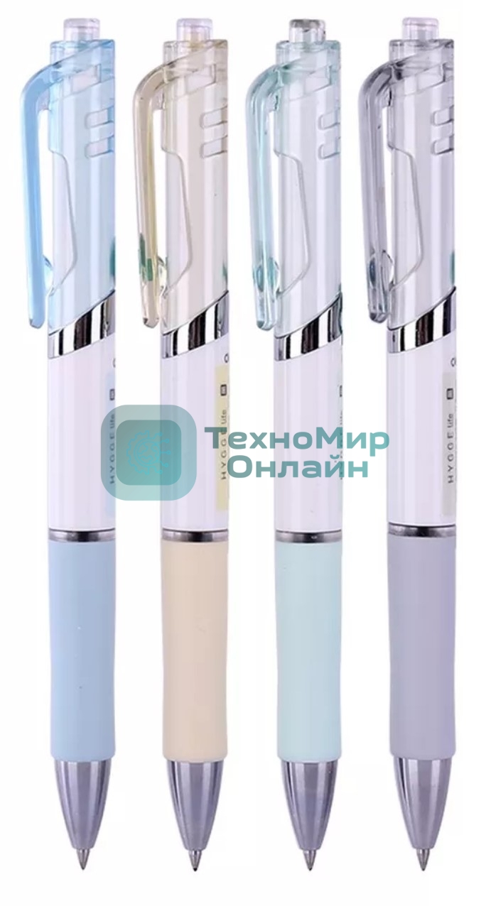 Ручка гелевая автоматическая Deli S11 ассорти, d=0.5мм, черные чернила, резиновая манжета