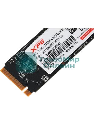 Накопитель SSD ADATA XPG GAMMIX BLADE S70, 2Tb, PCIe 4.0 x4, M.2 2280, NVMe, R/W 7400/6400
