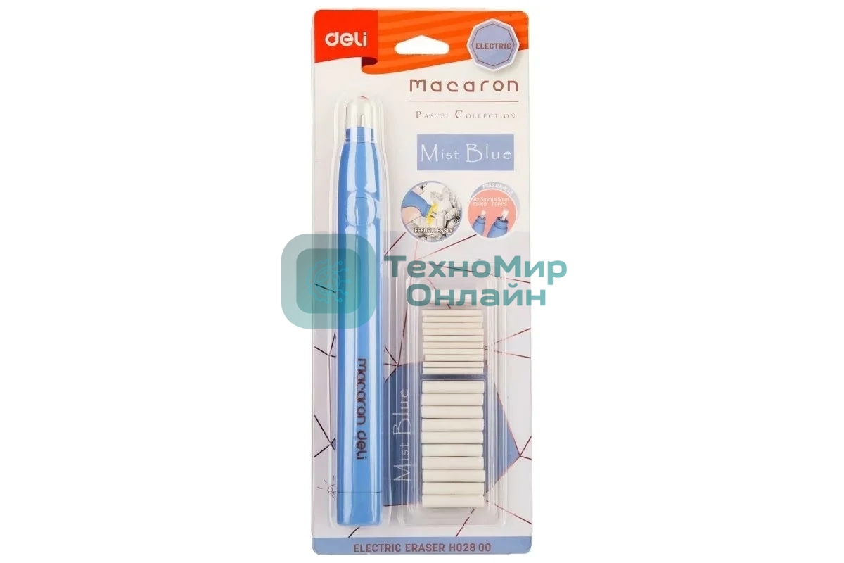 Ластик Deli EH02800 Macaron 178х17х18мм, ассорти блистер