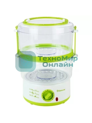 Пароварка электрическая Sakura SA-7213GR 2ч (5,0л) 500Вт бел/зел