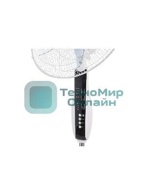 Вентилятор напольный DUX 60-0213 белый/синий 60 Вт, 5 лопастей, подставка круглая, д/у управление