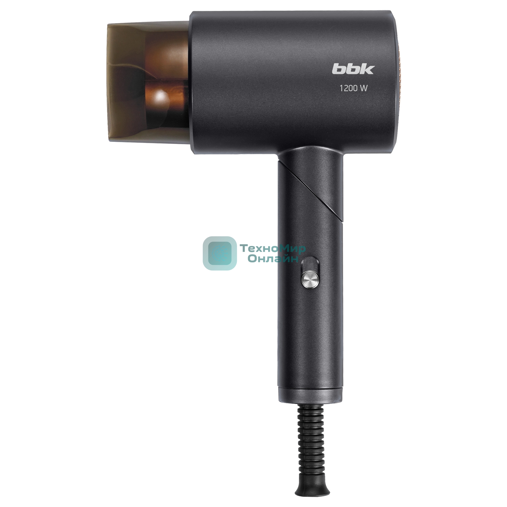 Фен BBK BHD1204 графит, 1200 Вт, компактный
