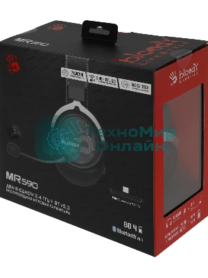 Гарнитура Bloody MR590 Sports чёрный, беспроводная + проводная, Bluetooth, до 35 ч
