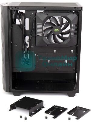 Компьютерный корпус Hiper DCB черный без БП ATX 1x120mm 1x140mm 1xUSB2.0 1xUSB3.0 audio bott PSU