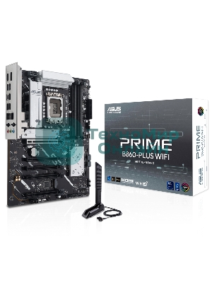 Материнская плата ASUS PRIME B860-PLUS WIFI, LGA 1851, Intel B860, 4xDDR5, 4xSATA, 2xM.2, 1xPCIe 5.0 x16, 4xPCIe 4.0 x16, 2xUSB-C, 4xUSB-A 3.2 Gen 1, 2xUSB-A 3.2 Gen 2, 1xHDMI, 1xDP, 1x2.5Gb LAN, 7.1, ATX