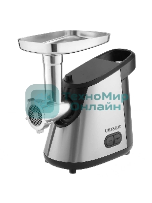 Мясорубка электрическая DELTA LUX DE-600M черный, 3000 Вт, 2.5 кг/мин, реверс, защита от перегрузки, насадки - 6