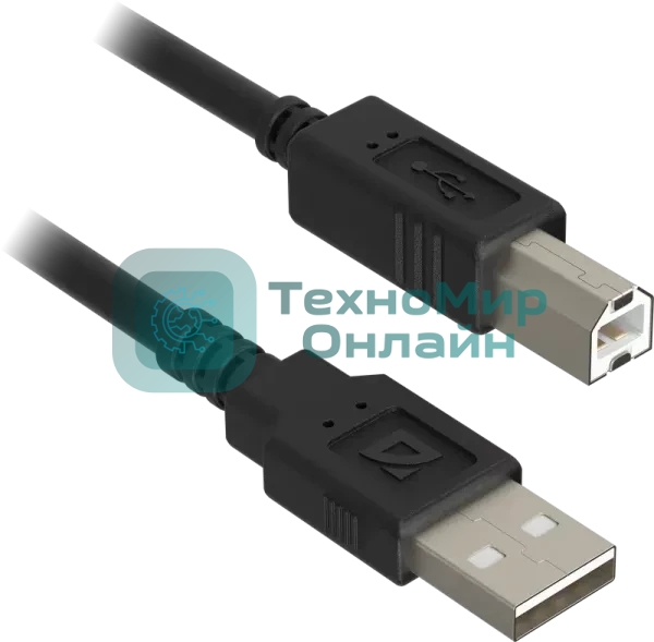 USB кабель Defender USB 2.0 AM-BM 30AWG, никель, 3м 1