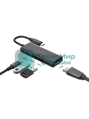 Разветвитель USB-C A4Tech DST-40C 2порт. серый