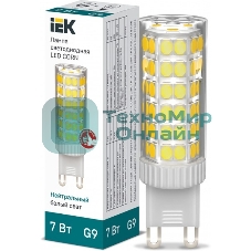 Лампа светодиодная CORN 7Вт капсула 4000К G9 230В керамика IEK LLE-CORN-7-230-40-G9