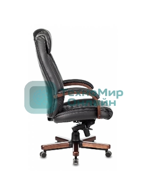 Кресло Бюрократ T-9924WALNUT черный, кожа, подголовник