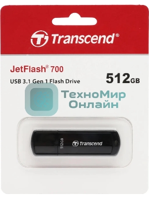 Флешка USB Transcend Jetflash 700 (TS512GJF700), 512Gb, USB 3.0, R/W 70/30, черный